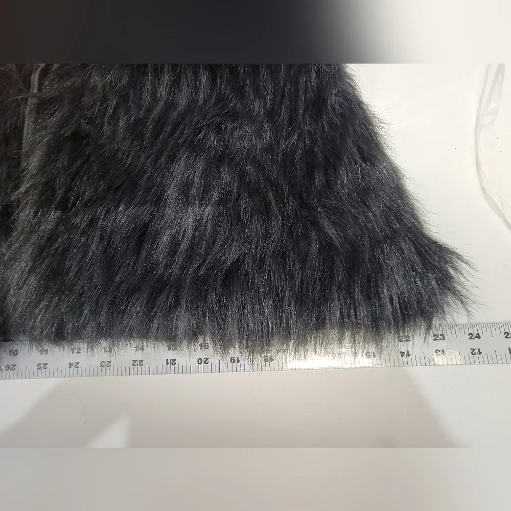 Say What? Womens Hook and Eye Closure Black Faux Fur Vest Women's Size XL New